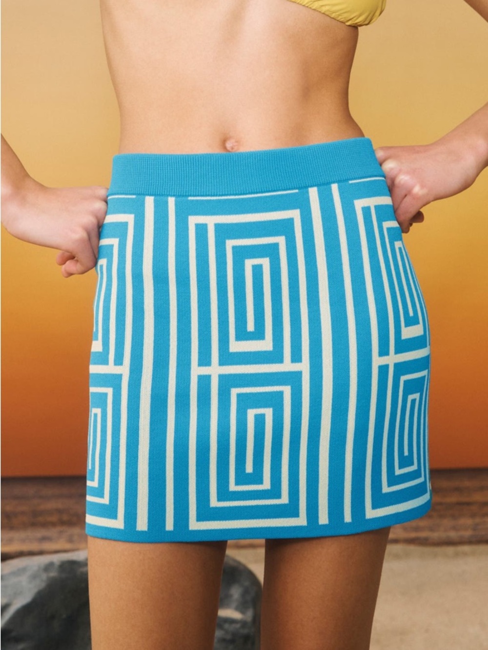 AX Skirt by SIMONMILLER X RTR blue white geometric pattern size medium